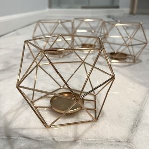 SOLD Gold Geometric Candle Holders - 15